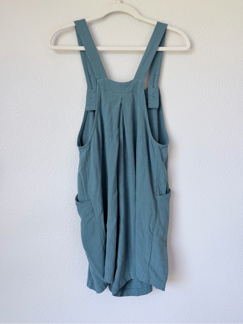 Automet Teal Linen Blend Shortalls Romper Pinafore Overalls Size S - Picture 2 of 11